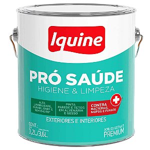 Tinta Acrílica Premium Acetinado 3,6 L Pró Saúde 002 Branco Neve Iquine