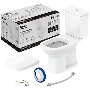 Kit Vaso Sanitário Com Caixa Acoplada 3/6 Litros Square Branco Roca