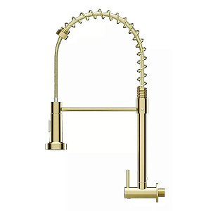 Torneira De Parede Para Cozinha Metal Gourmet Standard Dourada Civitt