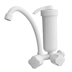 Purificador De Água Com Torneira Giratória Para Parede Eco Blister Branco Civitt