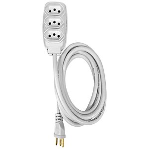 Extensão Elétrica 3 Tomadas 3 Pinos 20a 250v 3 Metros Cabo Redondo Branca Ilumi