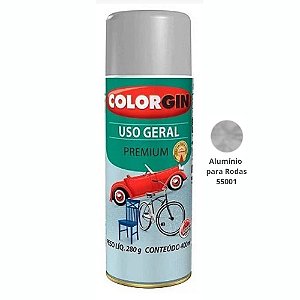 Tinta Spray Uso Geral Premium Me 400ml 55001 Alumínio Para Rodas Colorgin