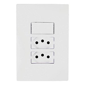 Conjunto Interruptor Simples 10a E Tomada Dupla 10a 250v I9 94203 Branco Ilumi