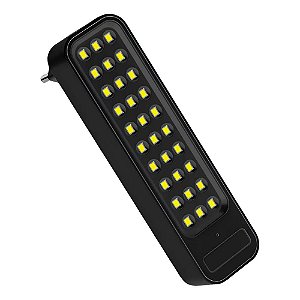 Luminária De Emergência Barra Plug 2w 6000k Luz Branca Fria Bivolt Preto Avant