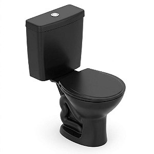 Kit Vaso Sanitário Com Caixa Acoplada E Acessórios Para Instalação 3/6 Litros Saveiro Preto Celite