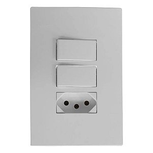 Conjunto Interruptor Duplo Simples 10a E Tomada 10a 250v I9 94210 Branco Ilumi
