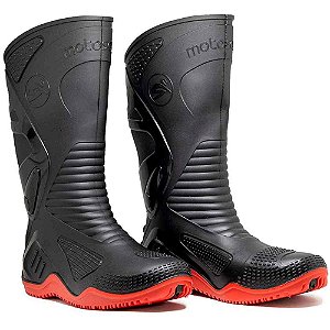 Bota Pvc Motoqueiro Motosafe Preta Com Solado Vermelho N 44 Bracol