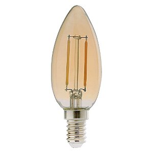 Lâmpada Led Filamento Vela Retrô E14 2w 127v 2200k Luz Amarela Âmbar Avant