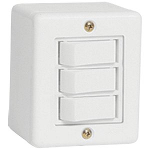 Conjunto Interruptor Triplo Simples De Sobrepor 6a 250v Box 6319 Branco Ilumi