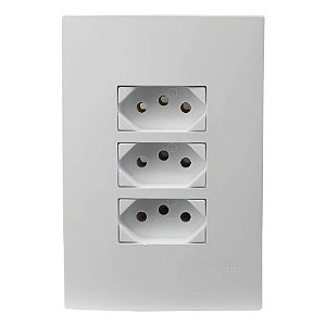 Conjunto Tomada Tripla Monobloco 20a 250v I9 94124 Branco Ilumi