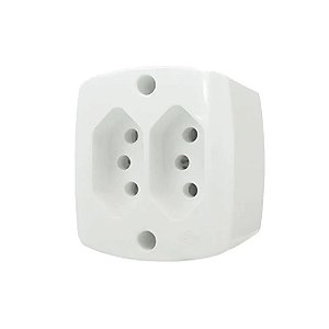 Tomada Dupla 2p+t De Sobrepor 10a 250v 16518 Branco Ilumi