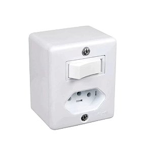 Conjunto Interruptor Simples 6a E Tomada 2p+t 10a 250v Box 63200 Branco Ilumi