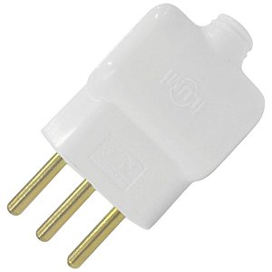 Plugue Macho Pino Prensa Cabo 2p+t 10a 250v 14350 Branco Ilumi