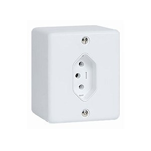 Conjunto Tomada 2p+t De Sobrepor 20a 250v Box 63141 Branco Ilumi