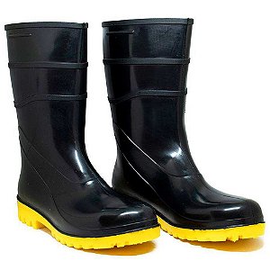 Bota Pvc Cano Médio Acquaflex Preta Com Solado Amarelo N 41 Bracol