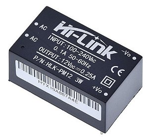 Mini Fonte HLK-PM12 90-264VAC para 12VDC 3W