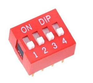 Chave Dip Switch Vermelha 4 Vias 180 Graus