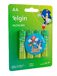 Pilha AA Alcalina 1,5V - Elgin - Cartela com 4 Unidades