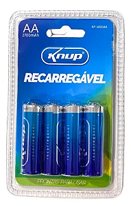 Pilha AA 1,2V 2700mHa Recarregável - Knup KP-4800AA - cartela c/4 Unidades