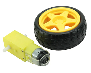 Kit Motor 3-6V C/ Redução Eixo Duplo + Roda 68 MM