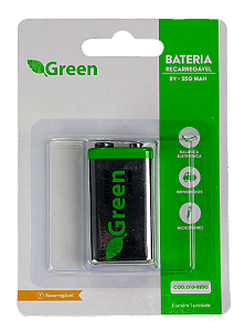 Bateria Recarregavel 9V - 250 Mah - 13-9250 - Green