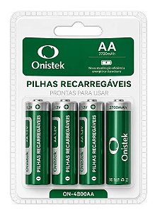 Pilhas AA Recarregavel 1,2v 2700mAh - ON-4800AA - Carteca c/ 4 - Onistek