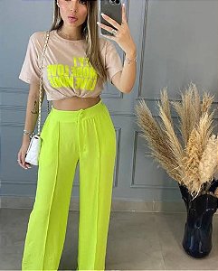 Calça Pantalona "VERDE LIMÃO"