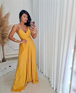 Vestido Longo Viscolinho "AMARELO"