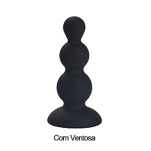 PLUG ANAL EM SILICONE ESCALONADO COM VENTOSA