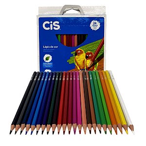 Lápis de cor 24 Cores CIS Corpo de Plástico Cores Vívidas Multicor