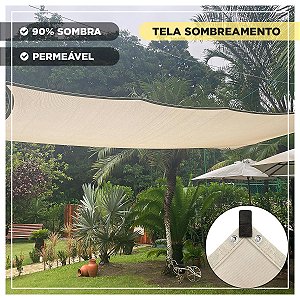 Tela Sombreamento Decorativo 90% Bege 4x4,5