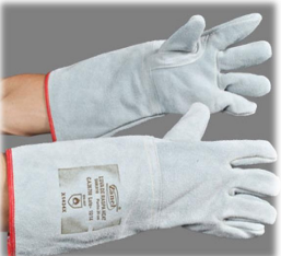 LUVA RASPA FORADA PUNHO 20 CM, COM FORRO TOTAL EM GO150, COST. COM KEVLAR CA-28750 ZANEL