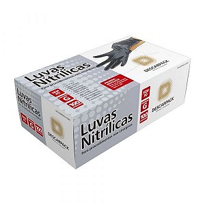 LUVA NITRILICA POWDER FREE PRETA DESCARPACK CX  100 UN