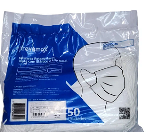MÁSCARA TRIPLA DESCARTÁVEL COM ELÁSTICO ANVISA CAIXA 50 UNID PREVEMAX