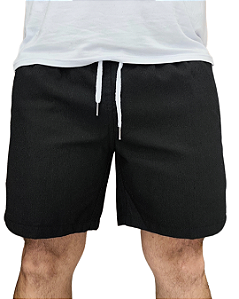 SHORT DE LINHO NATURAL - PRETO