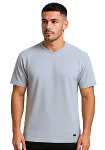 CAMISETA GOLA CROSS - CINZA CLARO