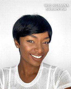 PERUCA WIG PIXIE SAMANTHA cor PRETA | CABELO HUMANO