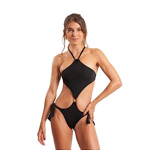 Biquíni.Rio Maiô Duas Peças Fivela Calcinha Laço Preto