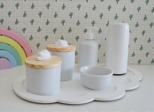 Kit Higiene Bebe Porcelana Borboletas Jardim + Térmica 250ml