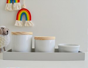 Kit Higiene Bandeja Colorida Porcelanas Tampa Pinus Oferta