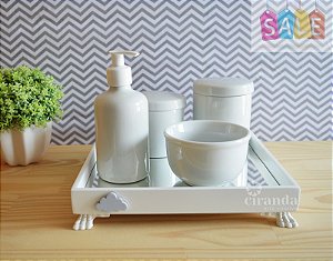 Kit Higiene Bandeja Porcelana Bebe Nuvem Decoração Unissex + Barato