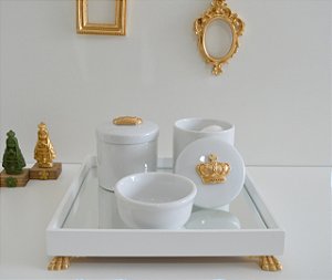 Kit Higiene Porcelana Bebê Bandeja Maternidade Coroa