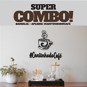 Kit Bandeja + Cantinho do Café com Xícara Decoração Casa Escritório Preto