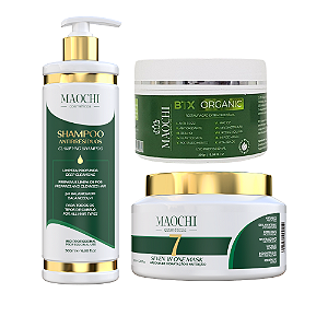 Kit Btx Organic Profissional Reparação e Realinhamentos dos Fios 10em1 + Máscara de Tratamento 7in1 Cronograma Capilar Completo +Shampoo Antirresíduo Limpeza Profunda Passo 1 500ml