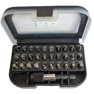 Kit Com 31 Ponteiras Prolongador para parafusadeira e estojo