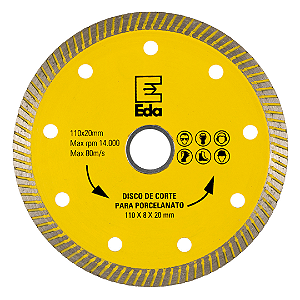 Disco De Corte Diamantado Turbo 110mm Fino Porcelanato Eda