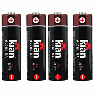 Pilha alcalina  AA LR6 1,5v Pequena Kian Com 4 Unidades