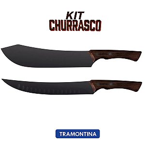 Kit 2 Facas para Carne Tramontina  Black com Lâmina de Aço Inox Escurecido
