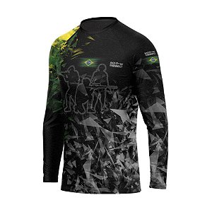 Camiseta Mar Negro Gola Careca Hunter 2022 C/ Luva Shot