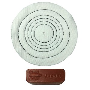 Kit Para Polir Ouro Prata Pasta Rouge Roda De Algodão 15 Cm